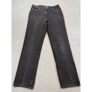 Guess Jeans Mens 34 Black Gray Washed Straight Leg Denim Triangle Patch Zip Fly